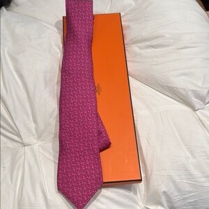 Hermes pink/purple Silk Tie